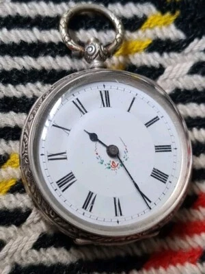 Antique solid silver fob pocket watch c1900  - Image 1 of 4