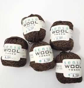 Berroco Sensu Wool Tweed Yarn Lot of 5 Balls Vintage Brown & Black Color 7641 - Picture 1 of 7
