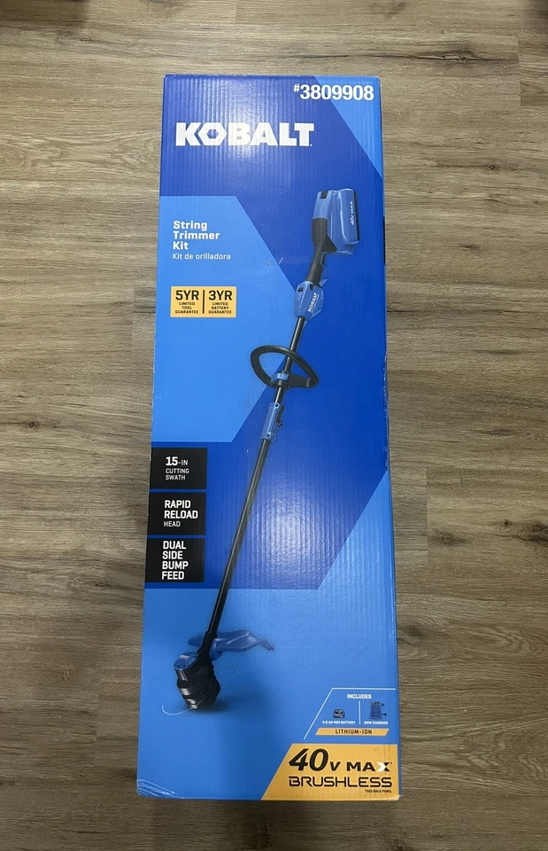 Комплект бесщеточного триммера Kobalt 40 В макс. 15 дюймов #3809908 с зарядным устройством - Изображение 1 из 3