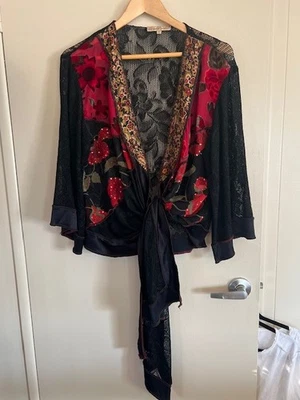 Chaqueta de Noche Boho Spencer Alexis Talla S Retazos Brocado Encaje Manga Campana Foto 1 de 4