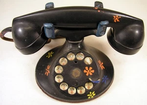Teléfono de escritorio Western Electric 202 con dial 4H y flores pintadas hippy años 70 - Imagen 1 de 12