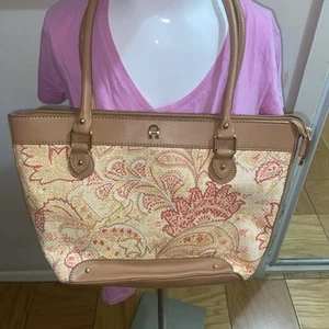 ETIENNE AIGNER Paisley Double Strap Handbag Floral New w/ tags Brown 14” X 8” - Picture 1 of 11