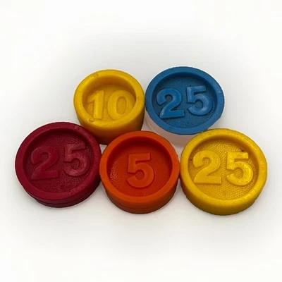 Monedas de repuesto Fisher Price de colección para caja registradora azul rojo naranja amarillo 5 10 25 Foto 1 de 3