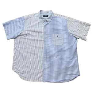 Ralph Lauren Shirt Mens Size 3XB Short Sleeve Button Colorblock Blue White - Picture 1 of 5
