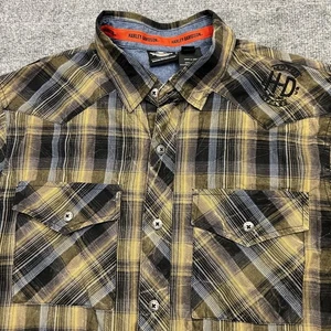 Harley-Davidson Shirt Mens Large Plaid Short Sleeve Button Up Motorcycle - Picture 1 of 9