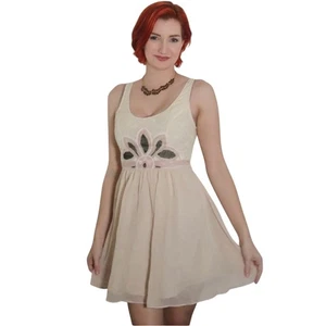 Ark & Co / Anthropologie Cream embroidered empire waist dress Size S Balletcore - Picture 1 of 14