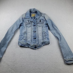 Abercrombie & Fitch Women's/Girls Jean Jacket Size Small Blue Distressed Denim - Picture 1 of 18