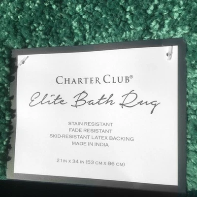 Alfombra de baño de felpa SAGE GREEN Charter Club Elite 21"x34" con respaldo antideslizante Foto 1 de 4