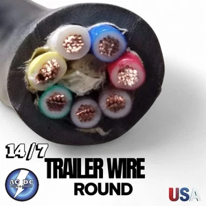 14 Gauge 7 Way Conductor Wire RV Trailer COPPER Cable Camper Harness Plug 14/7  - Picture 1 of 1