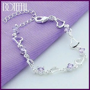 Pulsera DOTEFFIL 925 Plata de Ley Corazón Circón Púrpura para Mujer Joyería - Imagen 1 de 26