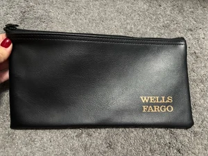 Wells Fargo Bank Money Case Zipper Deposit Bag Envelope Pouch A. Rifkin Co USA - Picture 1 of 3