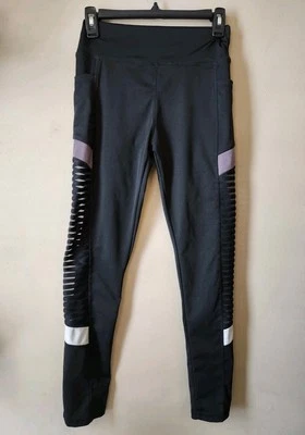 Pantalones de yoga negros para mujer Leggings malla en los laterales con bolsillos S/M Foto 1 de 4