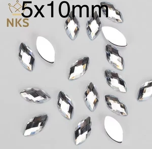 50 x silver Glue on Flat Back Teardrop Crystals, Pear Shape Rhinestone 5x10 - Picture 1 of 3