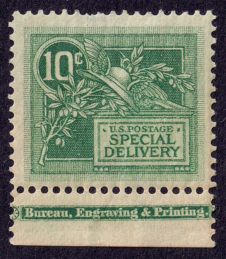 US Scott E7 (with margin), 1908 Special Delivery, 10c green, NH MINT - Image 1 of 1