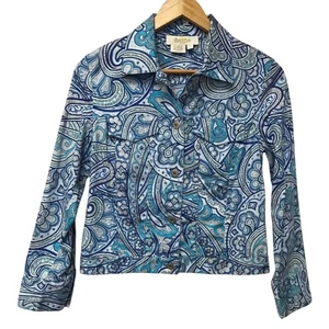 Peck and Peck Top Damen 6 Petite Crop blau weiß - Bild 1 von 6