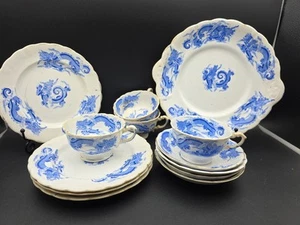 Schöne antike blau weiße Taylor&Kent Bone China Tasse Untertasse Drachenmuster - Bild 1 von 15