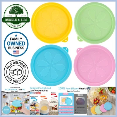 Juego de 4 tapas de repuesto de silicona para cuencos de vidrio Pyrex a prueba de fugas microondas... Foto 1 de 4