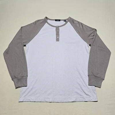 Theory Men T-Shirt Size Large Lt Brown Long Sleeve Crew Neck Casual Henley - Image 1 of 4
