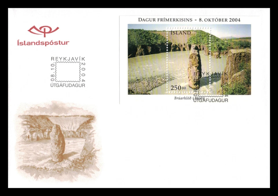 Iceland 2004 FDC, Stamp Day 2004, Biskupstungur, Block, Lot # 1. - Image 1 of 2
