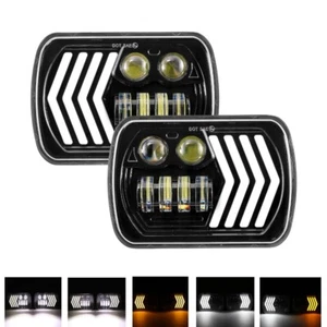 7x6" H4 White Amber LED Headlights High Low Sealed Beam DRL Headlamp Turn Light - Picture 1 of 12