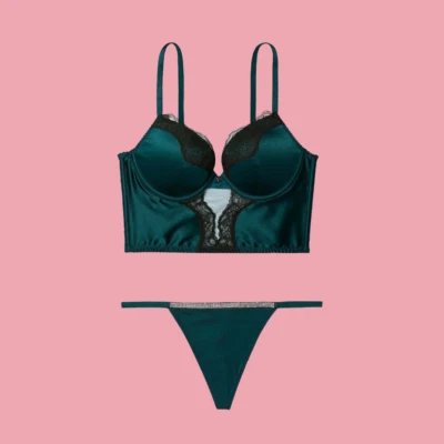 NEW Victoria's Secret VERY SEXY Push-Up Corset Top Green 34B+S Panty set - Image 1 of 4