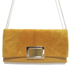 ROGER VIVIER Shoulder Bag Crossbody Chain Flap Mustard Suede Leather Women - Picture 1 of 14