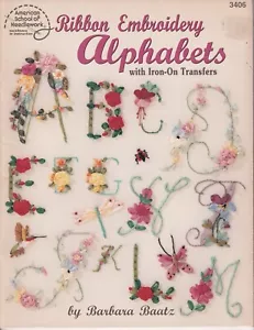 Ribbon Embroidery ALPHABETS with Iron-On Transfers by Barbara Baatz Booklet - Picture 1 of 2