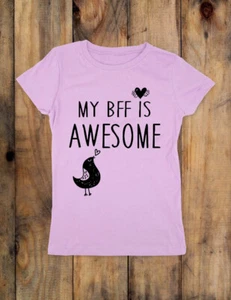 My BFF is Awesome bird graphics - Youth Girls Slim Fit Soft Shirt - Picture 1 of 4