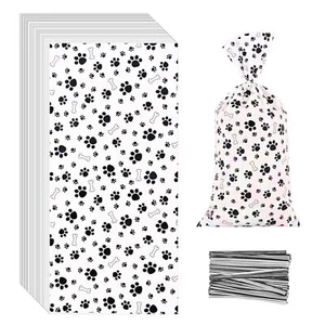Lecferrarc 100 Pcs Dog Paw Bone Print Treat Bags Puppy Dog Cellophane Candy B... - Picture 1 of 7