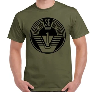 Stargate SG-1 Logo Military Green Adult Shirt - Picture 1 of 1