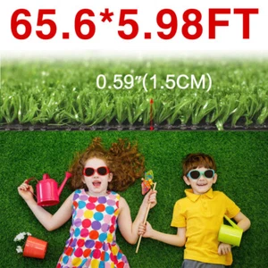65x5.9ft Artificial Grass Mat Synthetic Landscape Fake Lawn Pet Dog Turf Garden - Picture 1 of 12