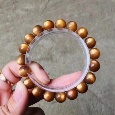 Genuine Natural Gold Moonstone Sunstone Crystal Beads Bracelet AAAA 10mm - Image 1 of 4