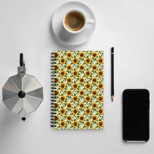 Sunflower Themed Spiral Dotted Notebook NEW Stationery Small - Picture 1 of 3