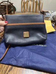 Dooney & Bourke Blue Pebble Grain Ginger Pouchette Shoulder/Crossbody Bag EUC - Picture 1 of 5
