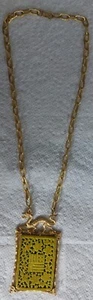 Vintage Signed ART Arthur Pepper Dragon & Yellow Enamel Pendant Necklace - Picture 1 of 7