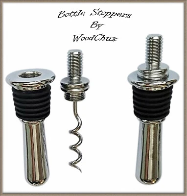 WOODCHUX WOODTURNING Bottle Stopper Cork Extractor Kit Teardrop Triple Chrome Lathe Woodturning