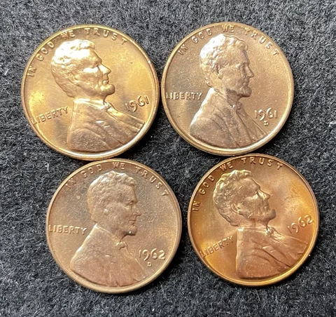 1961-1962 PD Uncirculated Lincoln Pennies- Free Shipping Cover