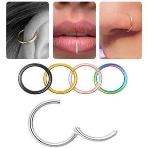 Nose Ring Septum Ring Nose Piercing Lip Ring Surgical Steel Clicker Nose Hoop - Picture 1 of 14