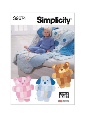 SIMPLICITY 9674 RAG QUILT & HANGINGS Sewing Pattern 49" x 57" Skill: AVERAGE - Image 1 of 4