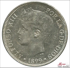 España Alfonso XIII 5 pesetas 1899 (*18*9) SGV Ag. EBC+ / XF+ - Bild 1 von 2