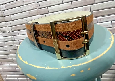 Cinturón M para mujeres de White House Black Market Marrón Ancho Cinturón Grueso de Cuero ajustable Foto 1 de 4