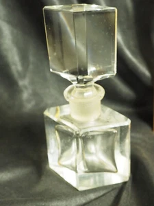 Perfume Crystal Glass Bottle 5" clear glass shaped top applicator frosted - Picture 1 of 10