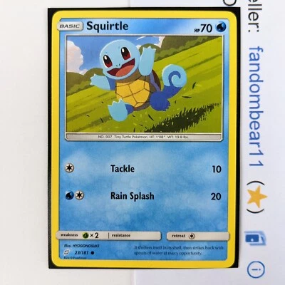 Squirtle card 23/181 Sun & Moon Team Up 2019 Non-Holo Turtle Pokemon TCG Turtle - Image 1 of 4