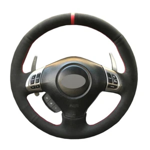 Black Suede Marker Car Steering Wheel Cover for Subaru Forester Impreza Legacy - Picture 1 of 13