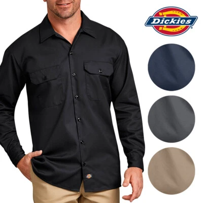 Camisa de Trabajo Uniforme Delantero Botón Tradicional Manga Larga Dickies 574 Para Hombre Foto 1 de 4