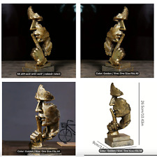 Classic Gold Modern Decorations Sculpture Thinker Statue Resin Sandstone Silence