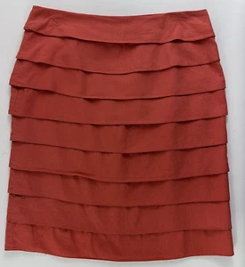 Falda Recta Larry Levine Talla 10 Capas Forrada Naranja Cremallera Invisible - Imagen 1 de 9