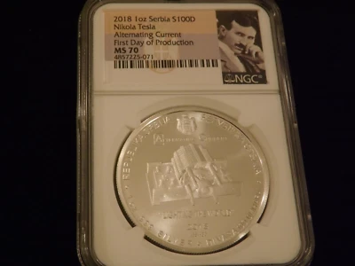 2018             SERBIA        Nicola Tesla       NGC  MS 70 - Image 1 of 2