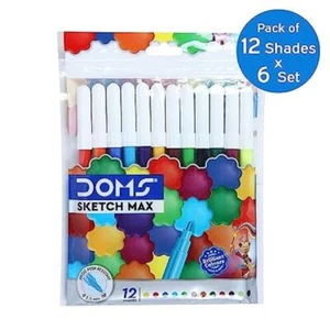 Doms Sketch Max 12 ShadesSketch Pen Set For Kids Safe For Children Pack of 6 - Picture 1 of 3
