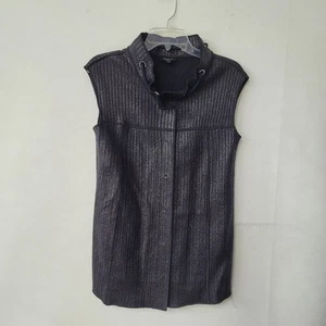 Worth New York Chaleco Mujer S/P Negro Plateado Metálico Tejido Chaqueta Sin Mangas - Imagen 1 de 12